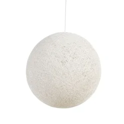 QAZQA Schlafzimmerlampen|Esszimmerlampen*Pendelleuchte im Landhausstil weiße Kugel 60cm - Corda