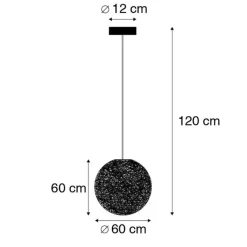 QAZQA Schlafzimmerlampen|Esszimmerlampen*Pendelleuchte im Landhausstil weiße Kugel 60cm - Corda