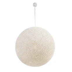 QAZQA Schlafzimmerlampen|Esszimmerlampen*Pendelleuchte im Landhausstil weiße Kugel 60cm - Corda