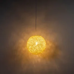 QAZQA Pendelleuchten|Wohnzimmerlampen*Pendelleuchte im Landhausstil weiße Kugel 35cm - Corda