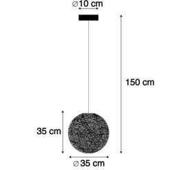 QAZQA Pendelleuchten|Wohnzimmerlampen*Pendelleuchte im Landhausstil weiße Kugel 35cm - Corda