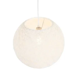 QAZQA Pendelleuchten|Wohnzimmerlampen*Pendelleuchte im Landhausstil weiße Kugel 35cm - Corda
