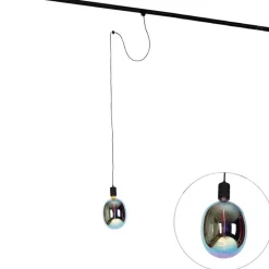 QAZQA Deckenstrahler|Aufbaustrahler*Pendelleuchte mit Schienenaufhängung schwarz inkl. LED G170 - Cavalux