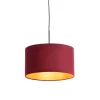 QAZQA Pendelleuchten|Wohnzimmerlampen*Pendelleuchte mit Veloursschirm rot/gold 35 cm - Combi