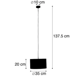 QAZQA Pendelleuchten|Wohnzimmerlampen*Pendelleuchte mit Veloursschirm rot/gold 35 cm - Combi