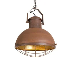 QAZQA Pendelleuchten|Wohnzimmerlampen*Pendelleuchte rost mit goldener Innenseite - Engine