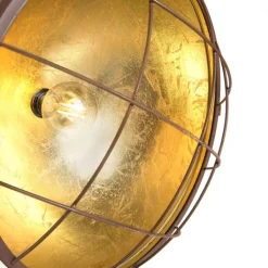 QAZQA Pendelleuchten|Wohnzimmerlampen*Pendelleuchte rost mit goldener Innenseite - Engine