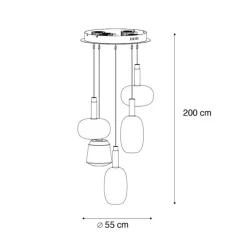 Paul Neuhaus Schlafzimmerlampen|Küchenlampen*Pendelleuchte schwarz mit mehrfarbigem Glas rund inkl. LED 6-flammig Easylift - Irides