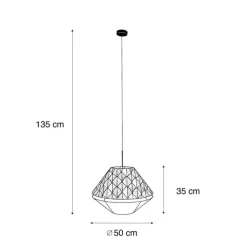 QAZQA Pendelleuchten|Wohnzimmerlampen*Pendelleuchte Schwarz mit Doppeltem Samtlampenschirm Blattdesign und Beige - Combi 1
