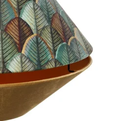 QAZQA Pendelleuchten|Wohnzimmerlampen*Pendelleuchte Schwarz mit Doppeltem Samtlampenschirm Blattdesign und Beige - Combi 1