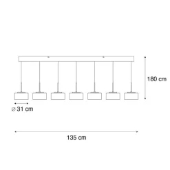 Paul Neuhaus Schlafzimmerlampen|Küchenlampen*Pendelleuchte schwarz mit Rauchglas inkl. LED 7-flammig Easylift - Rika