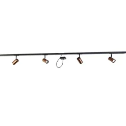QAZQA Deckenstrahler|Aufbaustrahler*1-Phasen-Schienensystem dunkelbronze mit 4 Strahlern und I-Netzteil quadratisch - Jeana