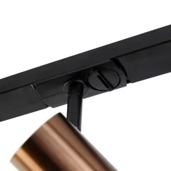 QAZQA Deckenstrahler|Aufbaustrahler*1-Phasen-Schienensystem dunkelbronze mit 4 Strahlern und I-Netzteil quadratisch - Jeana