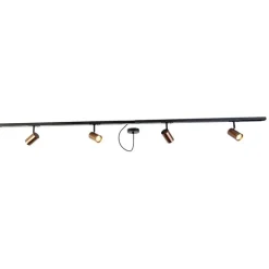 QAZQA Deckenstrahler|Aufbaustrahler*1-Phasen-Schienensystem dunkelbronze mit 4 Strahlern und 1 Netzteil rund - Jeana