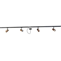 QAZQA Deckenstrahler|Aufbaustrahler*1-Phasen-Schienensystem dunkelbronze mit 4 Strahlern und 1 Netzteil rund - Jeana