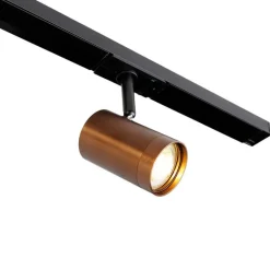 QAZQA Deckenstrahler|Aufbaustrahler*1-Phasen-Schienensystem dunkelbronze mit 4 Strahlern und 1 Netzteil rund - Jeana