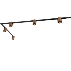 QAZQA Deckenstrahler|Aufbaustrahler*1-Phasen-Schienensystem mit 5 Spots in Dunkelbronze und Schwarz - Rondoo Up