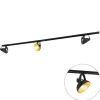 QAZQA Deckenstrahler|Aufbaustrahler*1-Phasen-Schienensystem mit 3 Strahlern schwarz verstellbar - Magnax