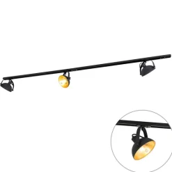 QAZQA Deckenstrahler|Aufbaustrahler*1-Phasen-Schienensystem mit 3 Strahlern schwarz verstellbar - Magnax