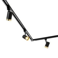 QAZQA Schlafzimmerlampen|Esszimmerlampen*1-Phasen-Schienensystem mit 5 Spots schwarz mit Goldring - Jeana