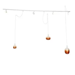 QAZQA Schlafzimmerlampen|Küchenlampen*1-Phasen-Schienensystem mit 3 Strahlern und Hängelampen weiß - Cavalux Jeana