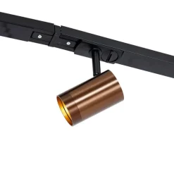 QAZQA Deckenstrahler|Aufbaustrahler*1-Phasen-Schienensystem mit 3 Strahlern und Hängelampen dunkelbronze - Cavalux Jeana