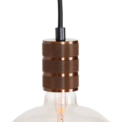 QAZQA Deckenstrahler|Aufbaustrahler*1-Phasen-Schienensystem mit 3 Strahlern und Hängelampen dunkelbronze - Cavalux Jeana