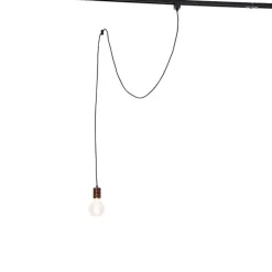 QAZQA Deckenstrahler|Aufbaustrahler*1-Phasen-Schienensystem mit 3 Strahlern und Hängelampen dunkelbronze - Cavalux Jeana