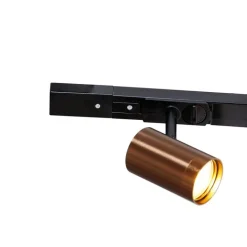 QAZQA Deckenstrahler|Aufbaustrahler*1-Phasen-Schienensystem mit 3 Strahlern und Hängelampen dunkelbronze - Cavalux Jeana