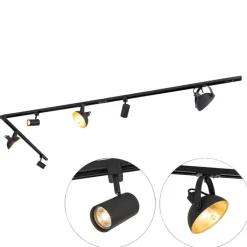 QAZQA Schlafzimmerlampen|Küchenlampen*1-Phasen-Schienensystem mit 6 Strahlern schwarz verstellbar - Magnax Jeana
