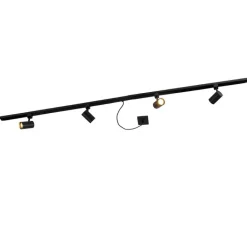 QAZQA Schlafzimmerlampen|Esszimmerlampen*1-Phasen-Schienensystem schwarz mit 4 Strahlern und I-Netzteil quadratisch - Jeana