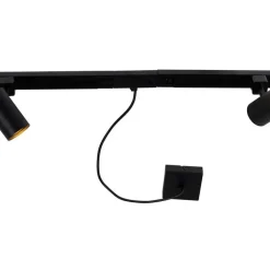 QAZQA Schlafzimmerlampen|Esszimmerlampen*1-Phasen-Schienensystem schwarz mit 4 Strahlern und I-Netzteil quadratisch - Jeana