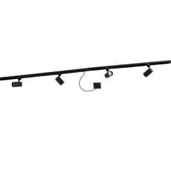 QAZQA Schlafzimmerlampen|Esszimmerlampen*1-Phasen-Schienensystem schwarz mit 4 Strahlern und I-Netzteil quadratisch - Jeana
