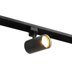 QAZQA Schlafzimmerlampen|Esszimmerlampen*1-Phasen-Schienensystem schwarz mit 4 Strahlern und I-Netzteil quadratisch - Jeana