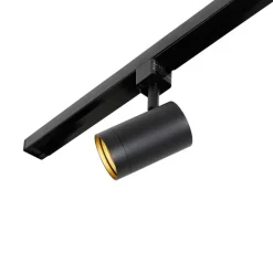 QAZQA Schlafzimmerlampen|Esszimmerlampen*1-Phasen-Schienensystem schwarz mit 4 Strahlern und I-Netzteil quadratisch - Jeana