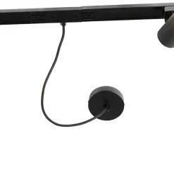 QAZQA Deckenstrahler|Aufbaustrahler*1-Phasen-Schienensystem schwarz mit 4 Strahlern und 1 Netzteil rund - Jeana