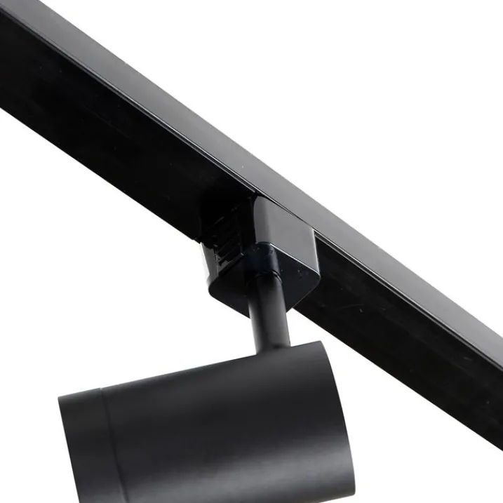 QAZQA Deckenstrahler|Aufbaustrahler*1-Phasen-Schienensystem schwarz mit 4 Strahlern und 1 Netzteil rund - Jeana