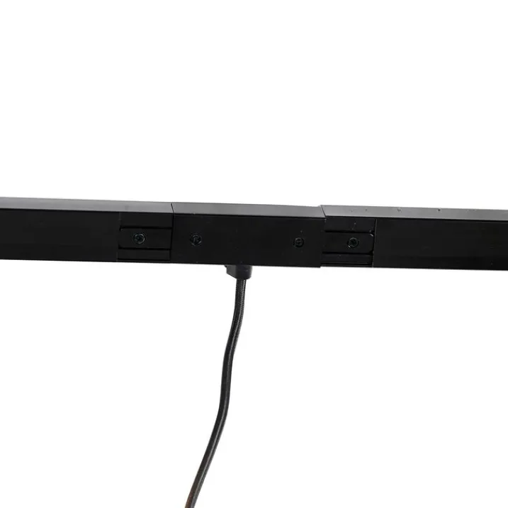 QAZQA Deckenstrahler|Aufbaustrahler*1-Phasen-Schienensystem schwarz mit 4 Strahlern und 1 Netzteil rund - Jeana