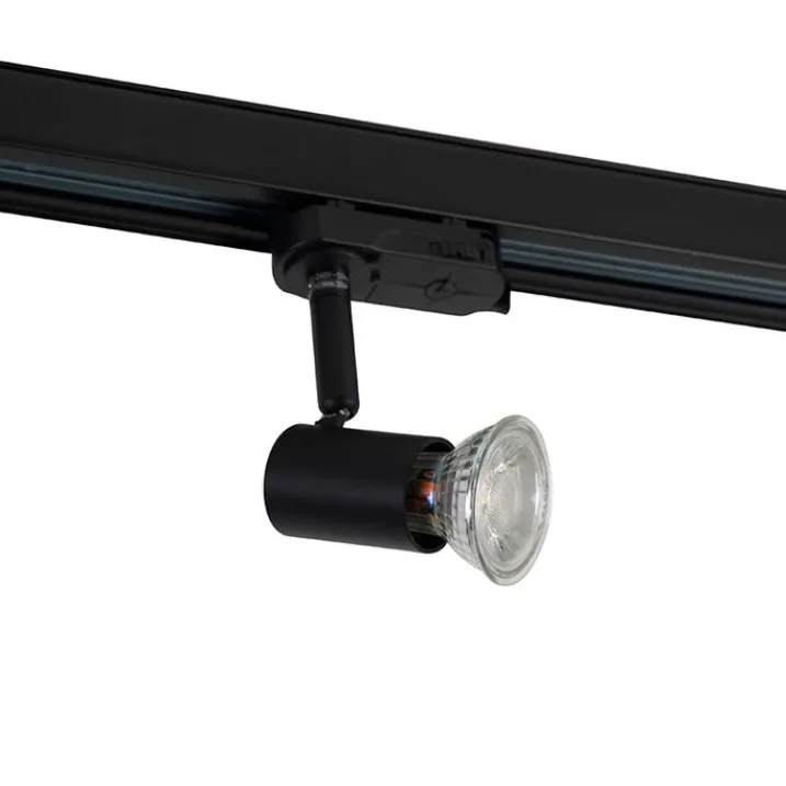 QAZQA Deckenstrahler|Aufbaustrahler*3-Phasiger Schienenstrahler schwarz GU10 50mm - 3-Phasig Jeany