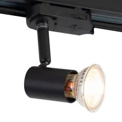 QAZQA Deckenstrahler|Aufbaustrahler*3-Phasiger Schienenstrahler schwarz GU10 50mm - 3-Phasig Jeany