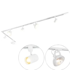QAZQA Deckenstrahler|Aufbaustrahler*1-Phasiges Schienensystem mit 6 verstellbaren weißen Strahlern - Magnax Jeana