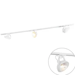 QAZQA Deckenstrahler|Aufbaustrahler*1-Phasiges Schienensystem mit 3 verstellbaren Strahlern weiß - Magnax