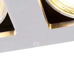 QAZQA Einbaustrahler|Wohnzimmerlampen*Rechteckiger Einbauspot aus 2-flammigem Aluminium - Qure