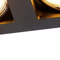 QAZQA Einbaustrahler|Wohnzimmerlampen*Rechteckiger Einbauspot 2-flammig schwarz - Qure