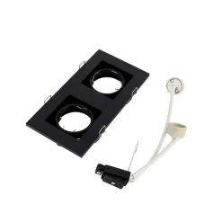 QAZQA Einbaustrahler|Wohnzimmerlampen*Rechteckiger Einbauspot 2-flammig schwarz - Qure