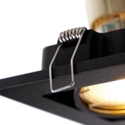 QAZQA Einbaustrahler|Wohnzimmerlampen*Rechteckiger Einbauspot 2-flammig schwarz - Qure