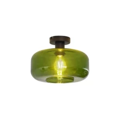 QAZQA Schlafzimmerlampen|Küchenlampen*Retro Deckenleuchte Schwarz mit Grünglas - Bizle