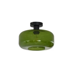 QAZQA Schlafzimmerlampen|Küchenlampen*Retro Deckenleuchte Schwarz mit Grünglas - Bizle