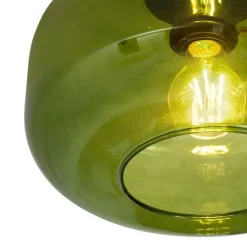 QAZQA Schlafzimmerlampen|Küchenlampen*Retro Deckenleuchte Schwarz mit Grünglas - Bizle