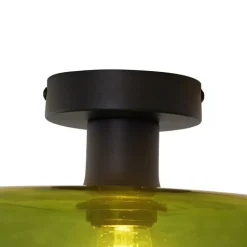 QAZQA Schlafzimmerlampen|Küchenlampen*Retro Deckenleuchte Schwarz mit Grünglas - Bizle